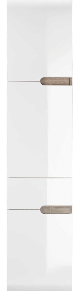 Moderní vysoká bílá lesklá závěsná koupelnová skříňka