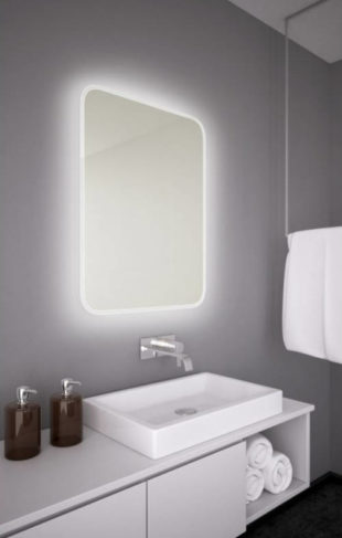 Hranaté zrcadlo do koupelny s LED osvětlením