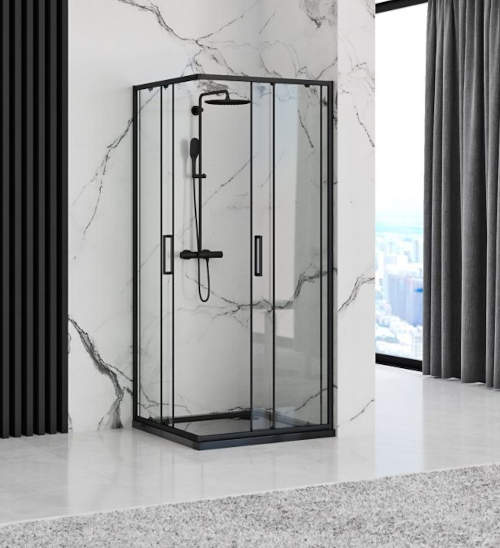Černý sprchový kout do moderní koupelny