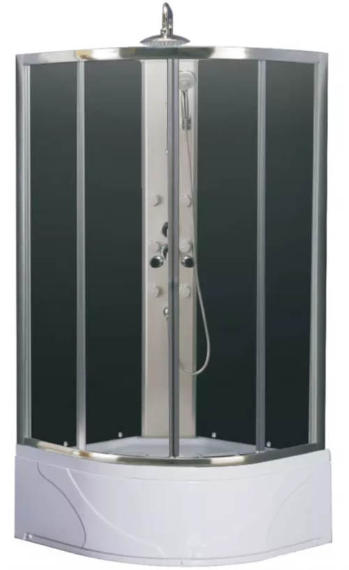 Rohový sprchový box z grafitového bezpečného skla